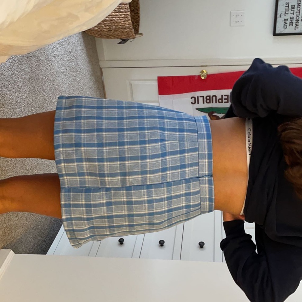 Blue plaid mini skirt